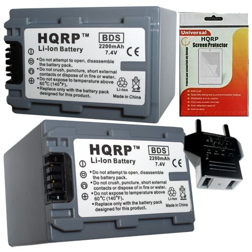 HQRP 2 Pack Battery compatible with Sony Handycam DCR-HC42 / DCR-HC42E Camcorder Screen Protector