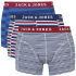 Jack & Jones Men's Striped Regular 3-Pack Boxers - Black/Blue/Red