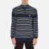 GANT Men's Stripe Half Zip Knitted Jumper - Marine - XL