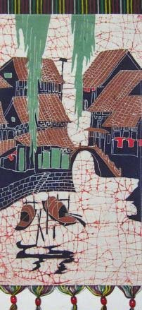 Batik Folk Art Painting 13x24