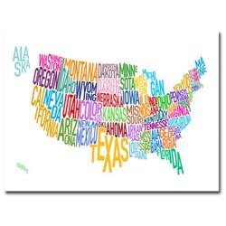 US States Text Map Canvas Wall Art - Size: 47 H x 35 W x 2 D