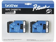 Brother TC-34Z TC Tape Cartridges for P-Touch Labelers, 3/8w, White on Black, 2/Pack