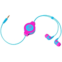 Retrak Retractable Neon Pink And Blue Earbuds - Stereo - Neon Pink, Blue - Mini-phone - Wired - 16 Ohm - 20 Hz 20 Khz - Gold Plated - Earbud - Binaural - In-ear - 3.90 Ft Cable Etaudnpkbu