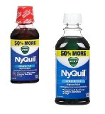 Combo Pack Nyquil Cold & Flu Cherry and Regular Flavor Acetaminophen 650mg Pain Fever Reliever Nighttime Relief Sleep Aid, Cough Suppressant, Antihistamine - 12 Oz Each Bottles - Cos11
