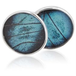 Aymara Blue Gem Circle Butterfly Cufflinks-CL-AYA-0006