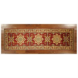 New Unique Snowflake Design Kazak Runner 3' X 9' Hand Knotted Red Wool Rug H3693
