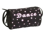 Danshuz Girls Black Star Dance Roll Duffel Bag Glitter Star Accessory