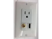 Custom White Wall Plate Hubbell Ac 15a 110v Power Outlet   Hdmi 1.4   F-type Coax Tv Hdtv 3dtv