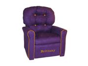 Personalized 4 Button Purple Micro Suede Child Rocker Recliner Chair With Pumpkin Accents
