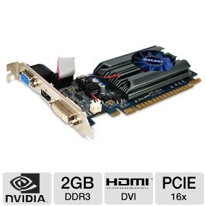 Galaxy GeForce GT 520 2 GB GDDR3 PCI Express 2.0 DVI/HDMI/VGA Graphics Card, 52GPS4HX2LXX