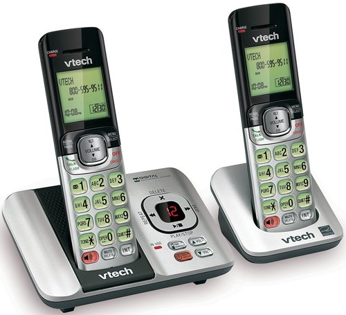 Vtech Cs5129-2 Dect 6.0 Phone Answering System With 2 Cordless Handsets - Silver, Black