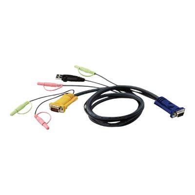 Aten Technology 2l5303u 2l-5303u - Keyboard / Video / Mouse / Audio Cable - Usb  Hd-15  Stereo Mini Jack (m) To Stereo Mini Jack  15 Pin Sphd (m) - 10 Ft - For