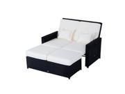 Outsunny Outdoor 2-piece Pe Rattan Wicker Patio Loveseat And Ottoman Set