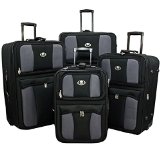 Transworld All Inclusive 4-Piece EVA Molded Expandable Rolling Luggage Set - Black