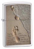Zippo Footprints Brushed Chrome Pocket Lighter
