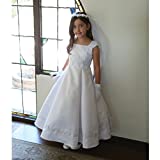 Angels Garment Big Girls White Embroidered Appliques Communion Dress 7
