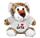 Plush Tiger Toy with I Love Gita t-shirt (first name/surname/nickname)