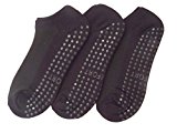 Rampage Womens Cool & Comfortable Yoga/Pilates Socks, Black, 3-Pack, rp33566n-black