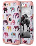 iPod Touch 5 Case,iPod Touch 6 Case,ULAK 3 in 1 Anti-slip iPod Touch Case Hard PC Soft Silicone Hybrid Dust Scratch Shock Resistance Cover for iPod touch 5 6th Gen (Elephant_Pink)