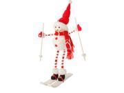 15" Alpine Chic Poseable Skiing Snowman With Santa Hat Christmas Tabletop Decoration