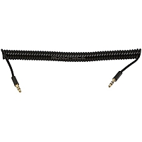 Monoprice 6ft Coiled 3.5mm Male To 3.5mm Male Stereo Audio Cable - Black - Mini-phone For Headphone, Mp3 Player, Cellular Phone, Audio Device - 6 Ft - 1 X Mini-phone Male Stereo Audio - 1 X Mini-phone Male Stereo Audio - Gold Plated - Black 109565