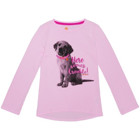 Here Comes Trouble Puppy T-shirt - Long Sleeve (for Little Girls)