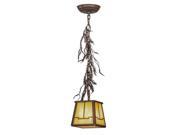 Meyda 149184 5.5 In. Square Pine Branch Valley View Mini Pendant, Cafe Noir & Bai & Frosted Seedy