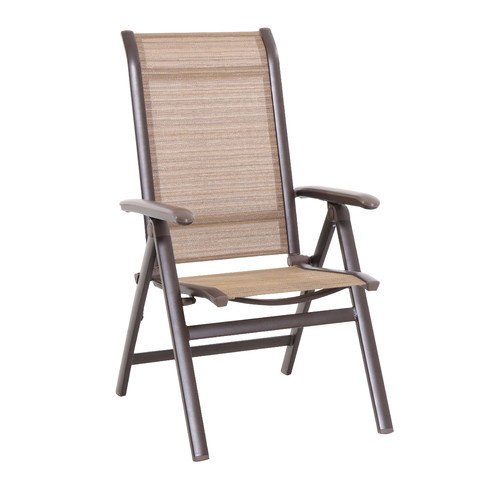 Euro A705500-01-CSPP Florence Outdoor Brown Sling Folding Chair - 27.75 x 24.25 x 42.75 in.