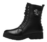 Guciheaven Women Fashiom Leather In the cylinder Martin boots(6 B(M)US, Black)