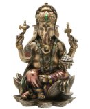 Ganesh (Ganesha) Hindu Elephant God of Success Real Bronze Powder Cast Statue, 7 1/4-inch