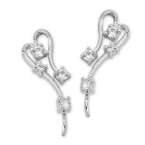 The Ear Pin Cubic Zirconias Stylized Heart Sterling Silver Earrings