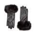 Barbour Women's Faux Fur Trimmed Leather Gloves - Black - Large