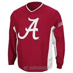 Alabama Crimson Tide Embroidered V Neck Dugout Pullover Jacket by Colosseum