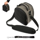 Grey Slim Holster Camera Bag Carrying Case will easily hold your camera, battery charger, memory cards, and accessories For Nikon Coolpix L24 P300 S70 S80 S100 S1100pj S1200pj S2500 S3100 S4100 S5100 S6100 S6200 S8100 S8200 D90 Coolpix AW100 Coolpix P7000 S9100 Nikon J1 Point and Shoot Digital Camera Includes eBigValue Determination Hand Strap Key Chain