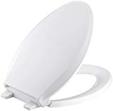 KOHLER K-4636-0 Cachet Elongated White Toilet Seat, with Grip-Tight Bumpers, Quiet-Close Seat, Quick-Release Hinges, Quick-Attach Hardware, No Slam Toilet Seat, white