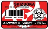 Shizuoka Zombie Hunting Permit Sticker Size: 4.95x2.95 Inch (12.5x7.5cm) Cut Decal outbreak response team Japan