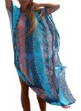 Rainlover Women's Printed Turkish Kaftans Beach Bikini Cover up Dress