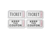 Ticket Roll, Double W/coupon, 2000/rl, White