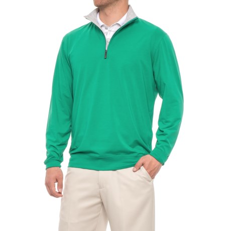 Solid Liquid Cotton Pullover Shirt - Zip Neck, Long Sleeve (for Men)