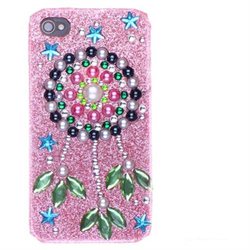 Apple iPhone 4 iPhone 4S Back Cover Case - 3D Handmade Bling Pearl Dream Catcher On Pink