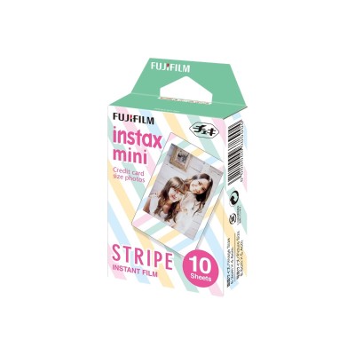 Fujifilm 16431043 Instax Mini Stripe - Color Instant Film - Instax Mini - Iso 800 - 10 Exposures