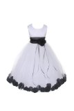 DressForLess Satin/Silk Pick Your Petals Flower Baby and Girl Dress, WhiteBlack, 6, (KD160WT-BK-6)