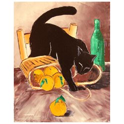 Return from market with black cat - Customary 16 X 20