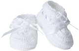 Jefferies Socks Baby-Girls Infant Hand Crochet Bootie, White/White, Newborn