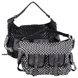 Journee Collection Women's Basketweave Rhinestone Accent Satchel