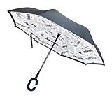 Dual Layer Inverted Umbrella Reverse Folding Umbrella Wind & UV Proof C Handle (Newspaper)