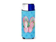 Carolines Treasures Bb8221muk Pink Flip Flops Blue Polkadot Michelob Ultra Hugger For Slim Cans