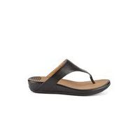 FitFlop Women's Banda Leather Toe Post Sandals - Black