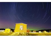 Star Trails And Ice Fishing Huts On Saguenay River; Saguenay Lac-saint-jean Quebec Canada Poster Print (18 X 12)
