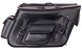 Large Quick Detach Plain Motorcycle Pvc Leather Saddlebags Universal Fit -black (black)